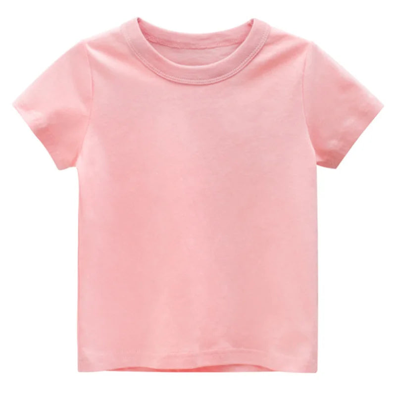 Kids Plain Cotton T-Shirt – Soft Short Sleeve Everyday Tee