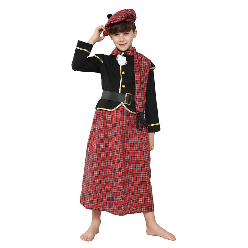 Kids Scottish Kilt Costume – Traditional Highland Dress-Up Outfit