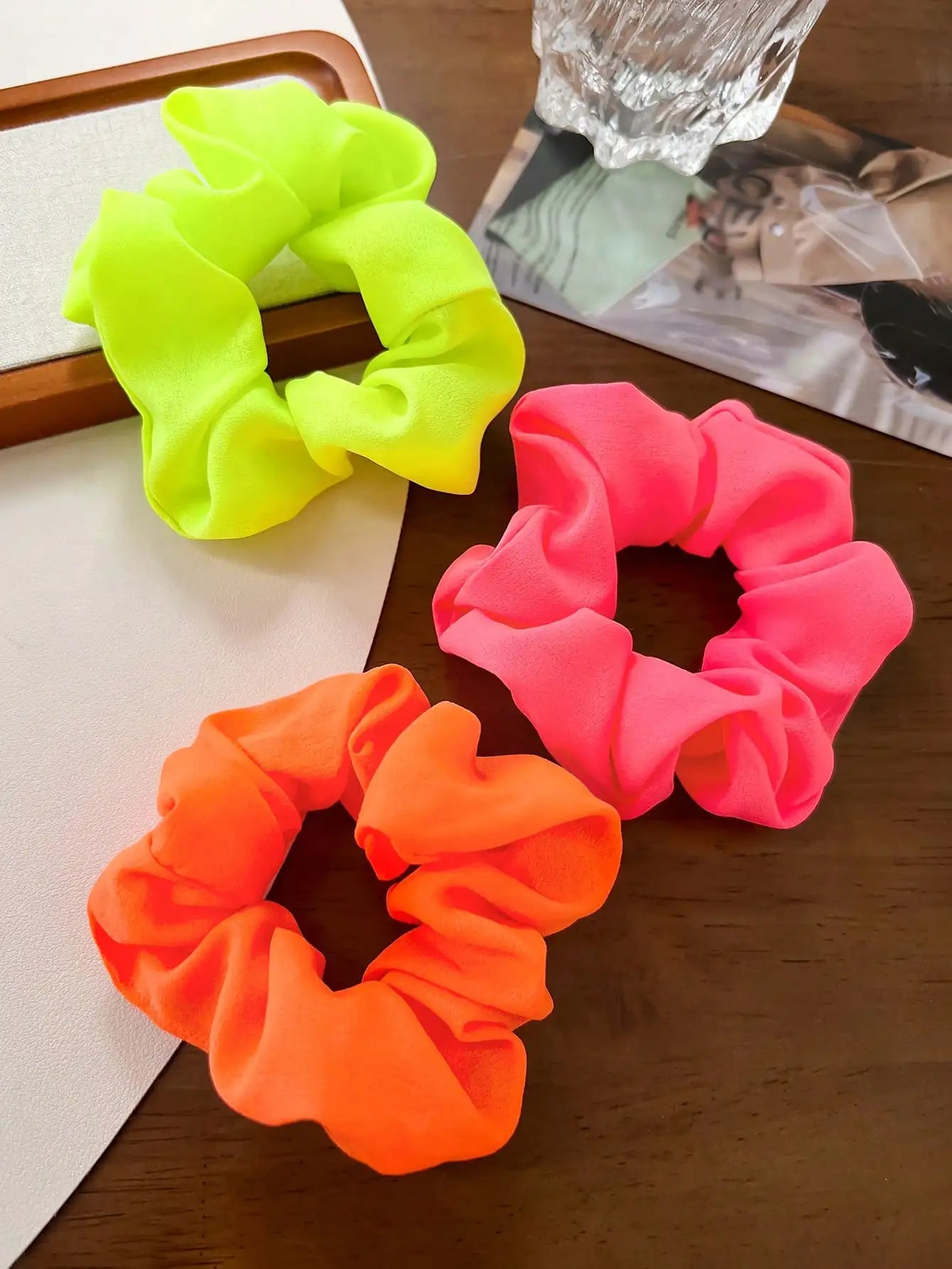 Pack Neon Hair Scrunchies – Bright Elastic Hair Ties