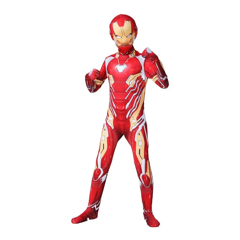 Kids Iron Man Superhero Costume – Bodysuit with Full Head Mask