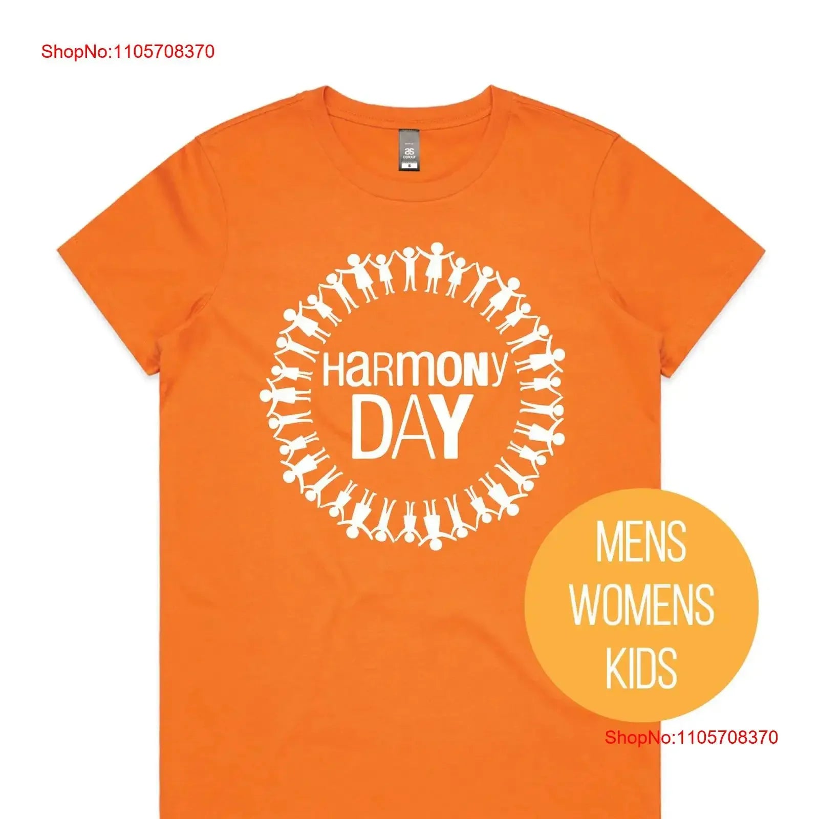 Harmony Day T Shirt 21st March Orange unisex