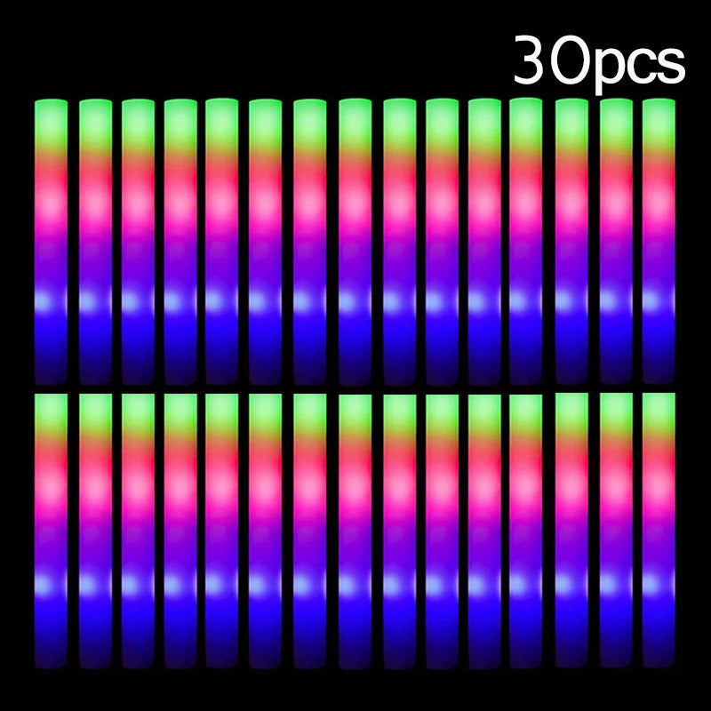 RGB LED Glow Sticks – Foam Light Sticks for Parties & Events