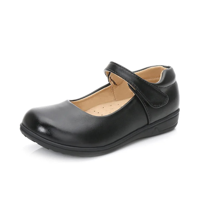 Kids' Black School Shoes – Classic Formal Girl Shoes with Hook & Loop