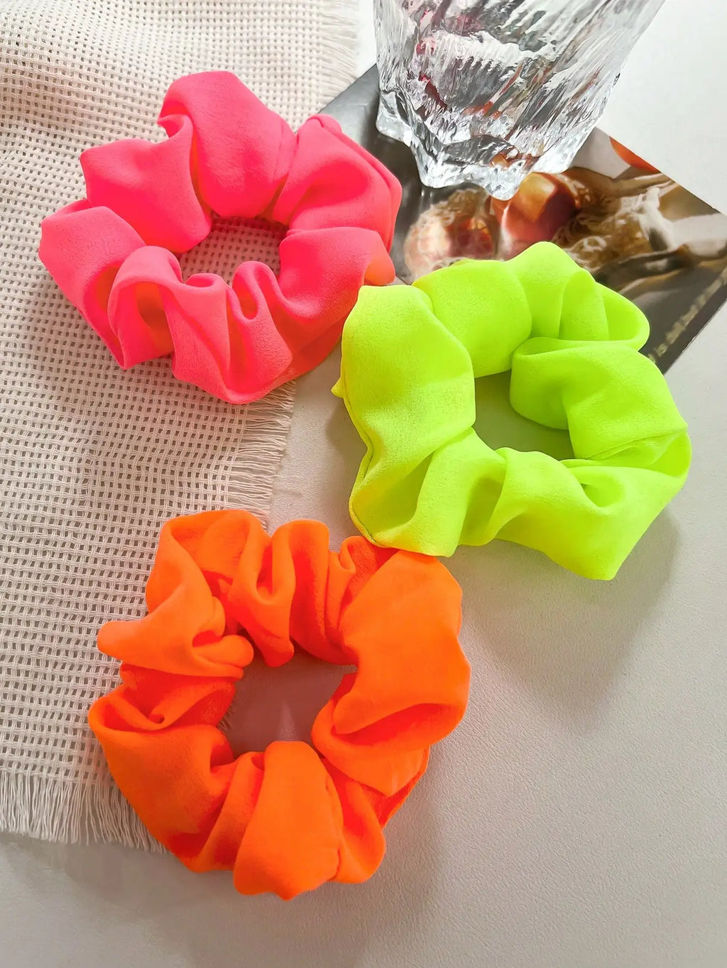 Pack Neon Hair Scrunchies – Bright Elastic Hair Ties