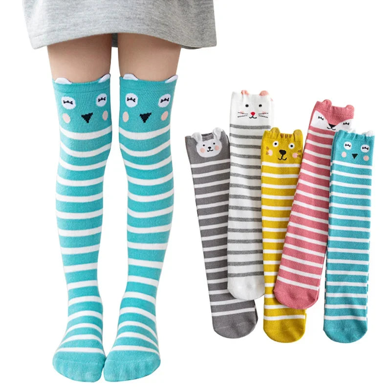 Kids Cartoon Face Knee-High Socks