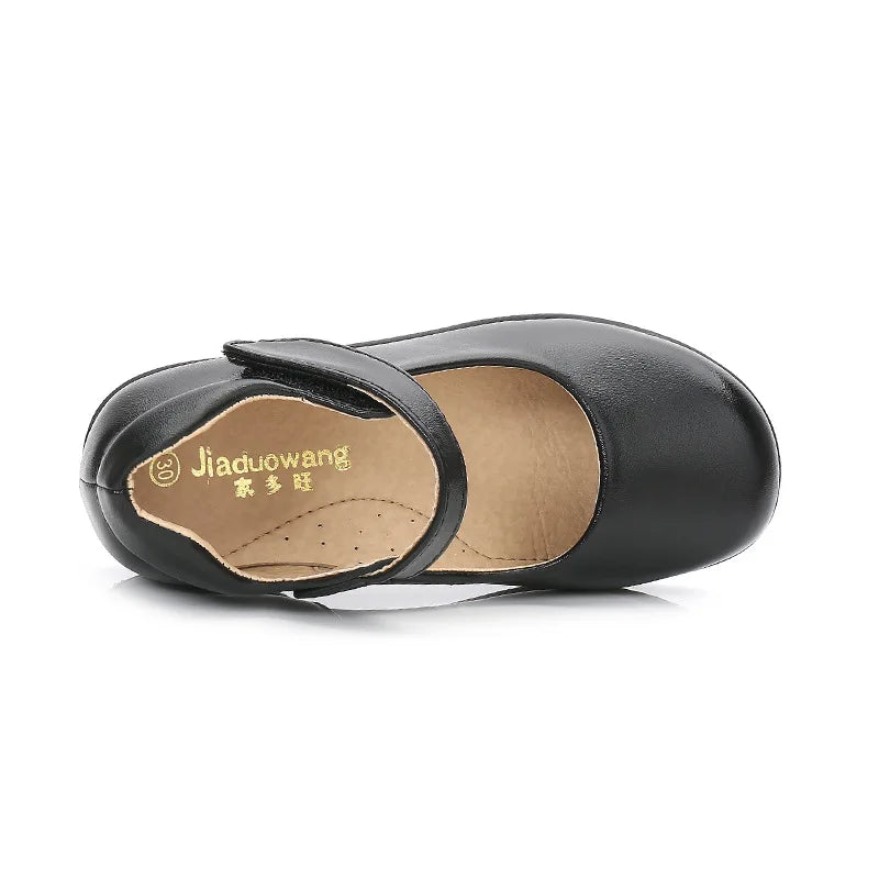 Kids' Black School Shoes – Classic Formal Girl Shoes with Hook & Loop