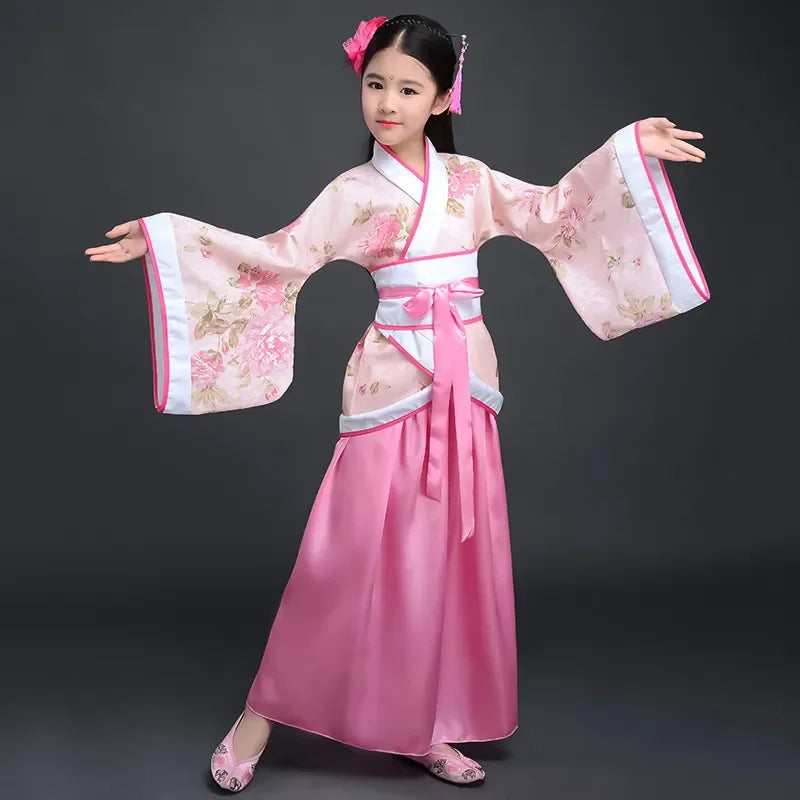 Girls Chinese hanfu Costume – Traditional Silk-Style Dance Dress