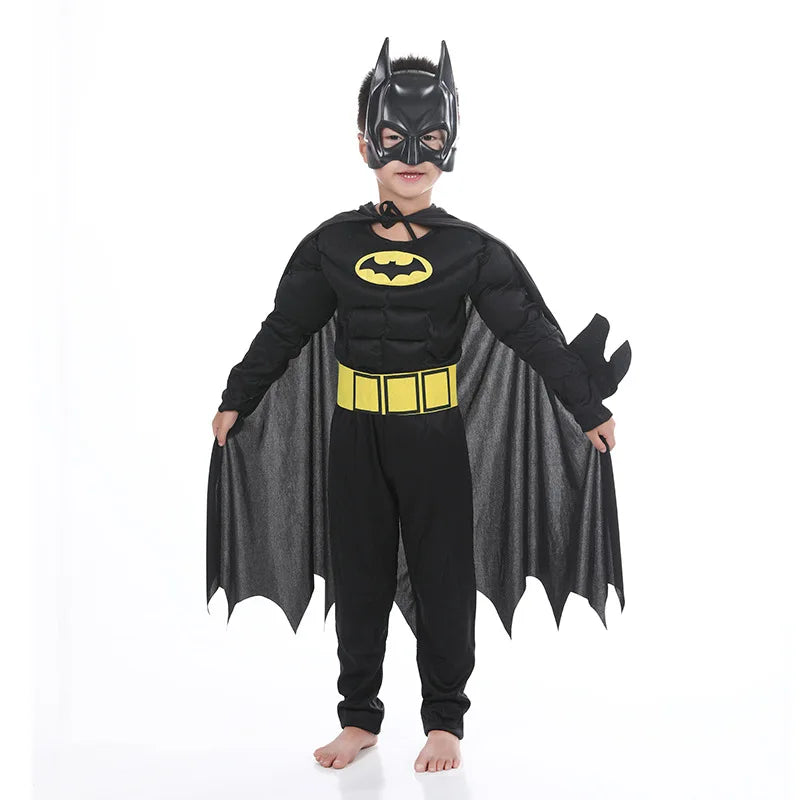 Kids Bat-Inspired Superhero Costume – Jumpsuit with Cape & Mask