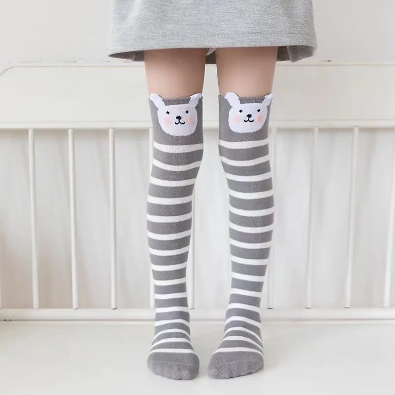 Kids Cartoon Face Knee-High Socks