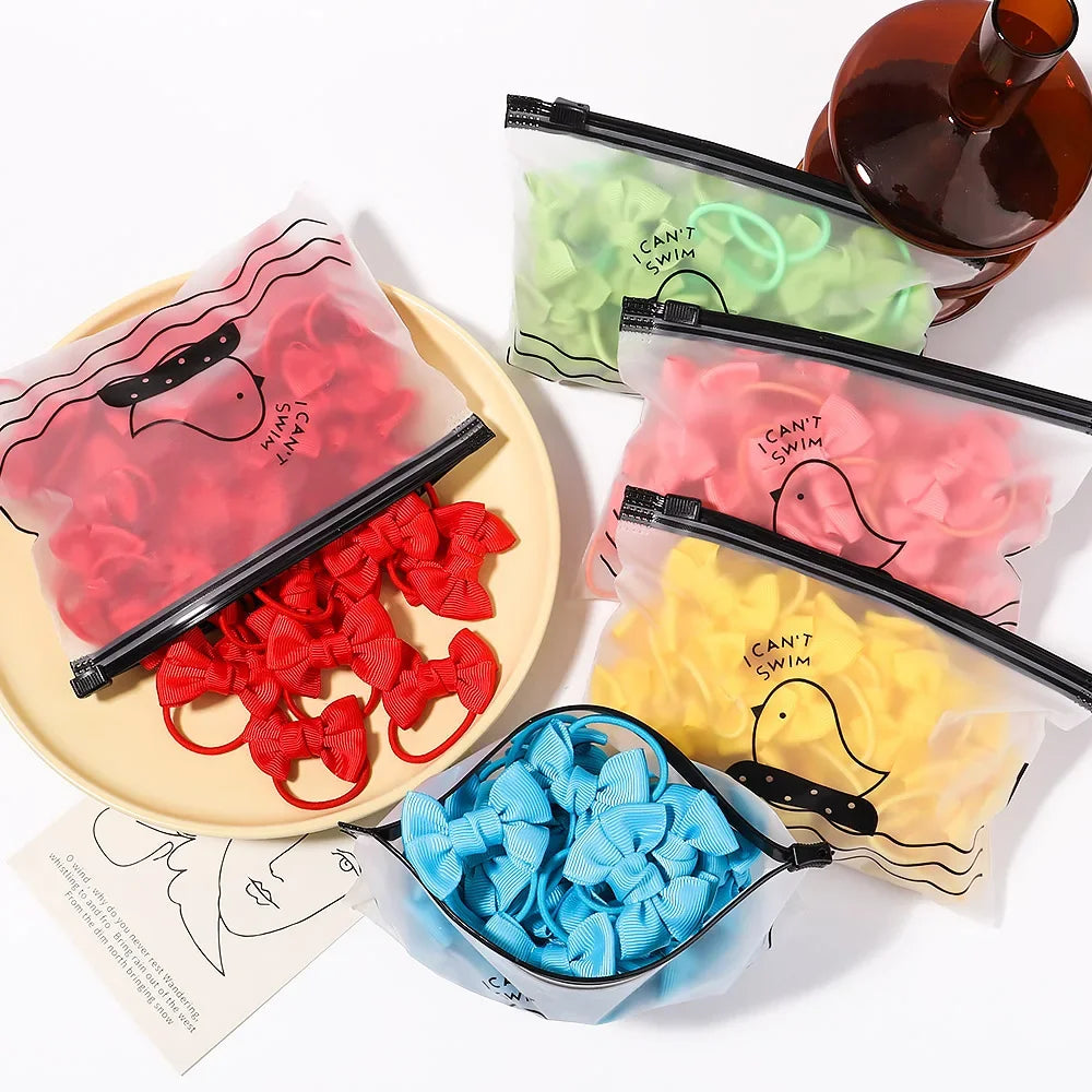 Girls' Colourful Bow Hair Ties – 10-Piece School Hair Set