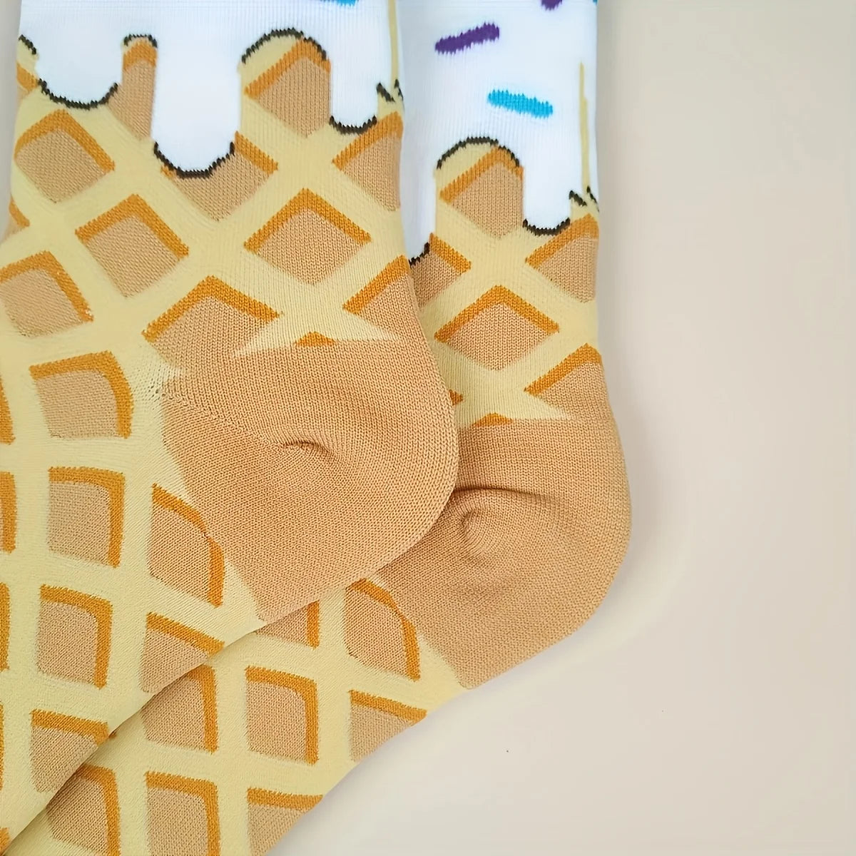 Waffle & Frosting Socks – Fun Sprinkle Crew Socks