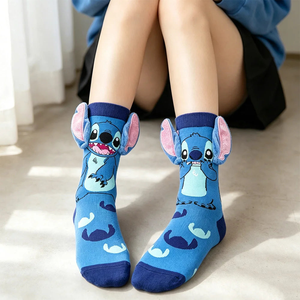 Blue Alien Cartoon Crew Socks – Fun Unisex Socks