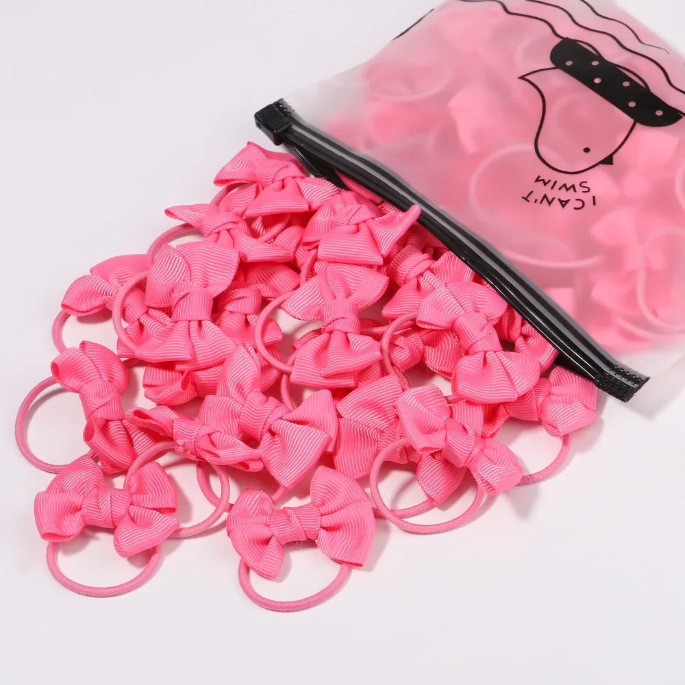 Girls' Colourful Bow Hair Ties – 10-Piece School Hair Set