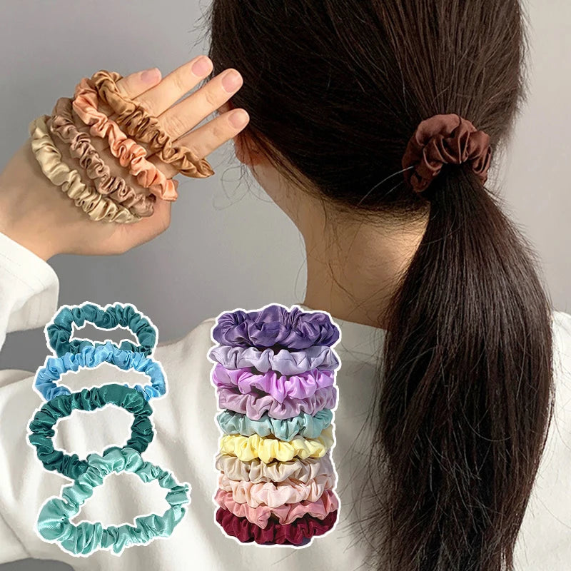 Colorful Satin Scrunchies – 10 Piece Hair Tie Set