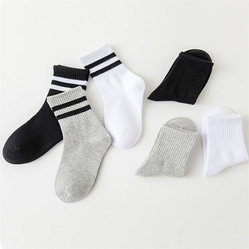 5 Pairs Kids Cotton Crew Socks