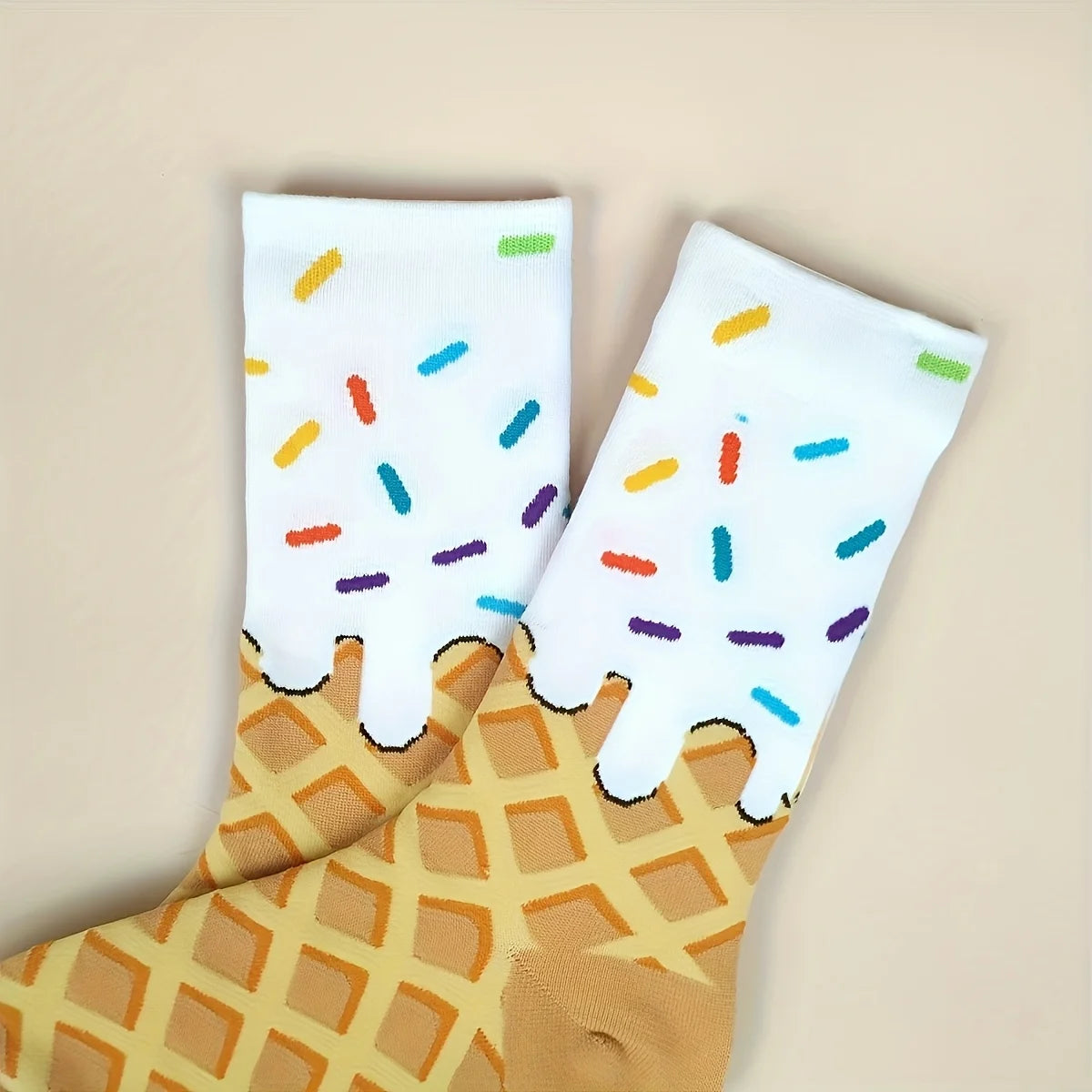 Waffle & Frosting Socks – Fun Sprinkle Crew Socks