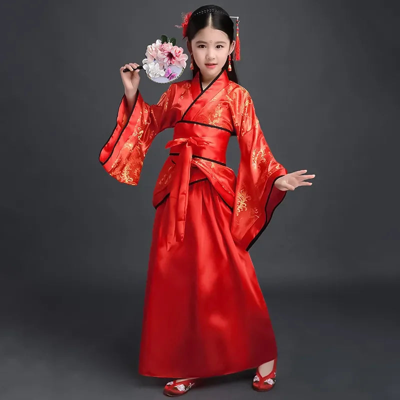 Girls Chinese hanfu Costume – Traditional Silk-Style Dance Dress