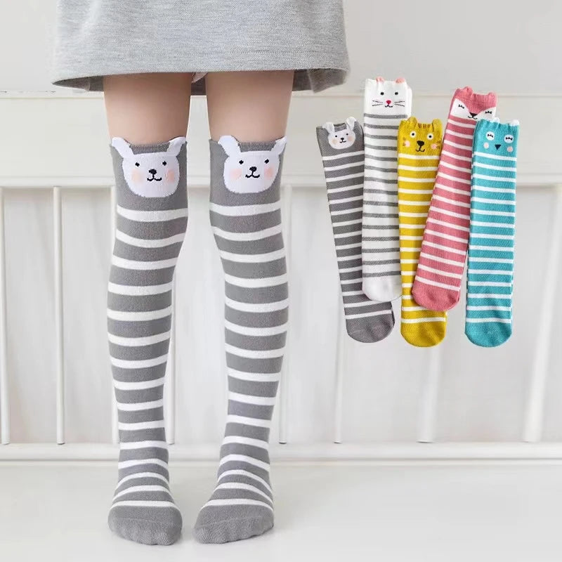 Kids Cartoon Face Knee-High Socks