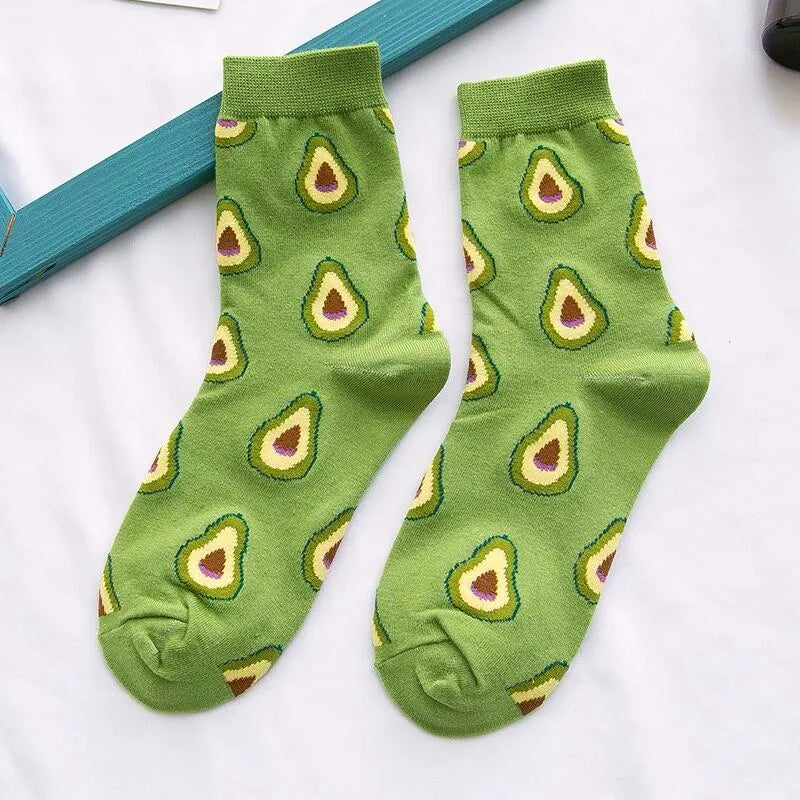 Cute Fruit Print Cotton Socks