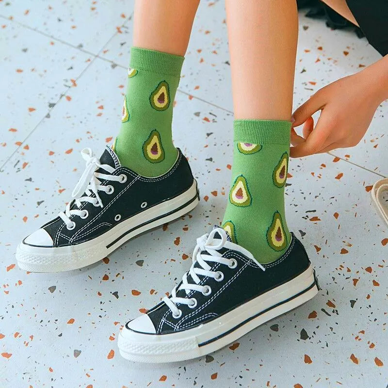 Cute Fruit Print Cotton Socks