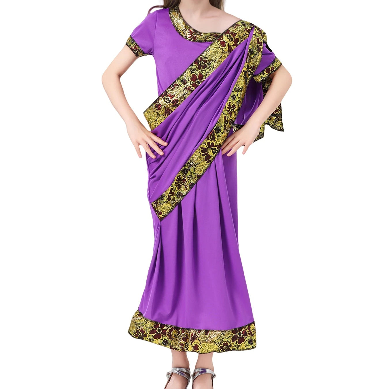 Girls Indian Sari Costume – Purple Princess Dress-Up Outfit