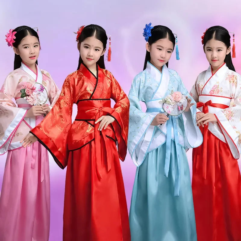 Girls Chinese hanfu Costume – Traditional Silk-Style Dance Dress
