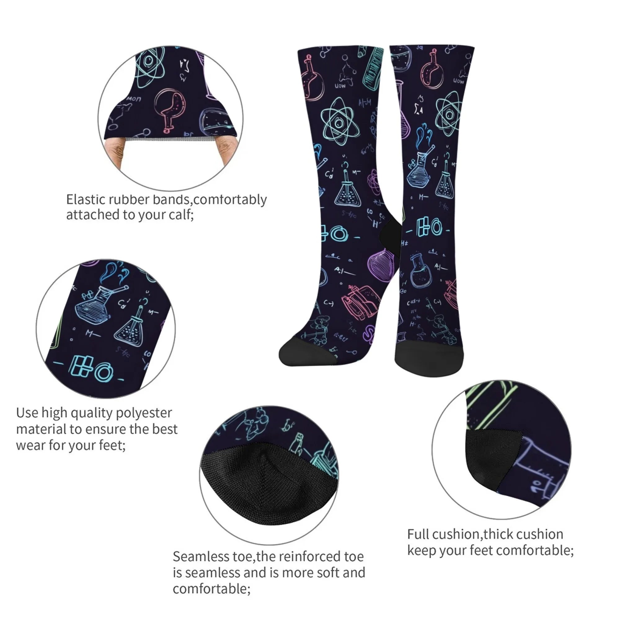 Scientific Experiment Socks – Novelty Science Crew Socks