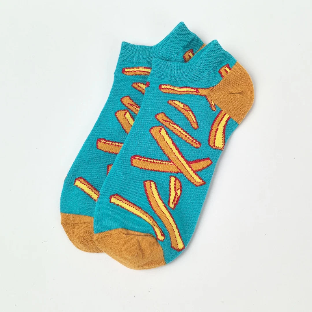 1 Pair Unisex Funny  Style Tomato Ketchup French Fry Printed