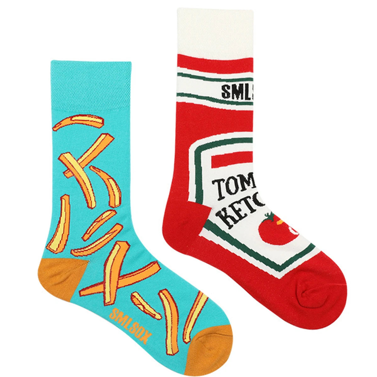 1 Pair Unisex Funny  Style Tomato Ketchup French Fry Printed