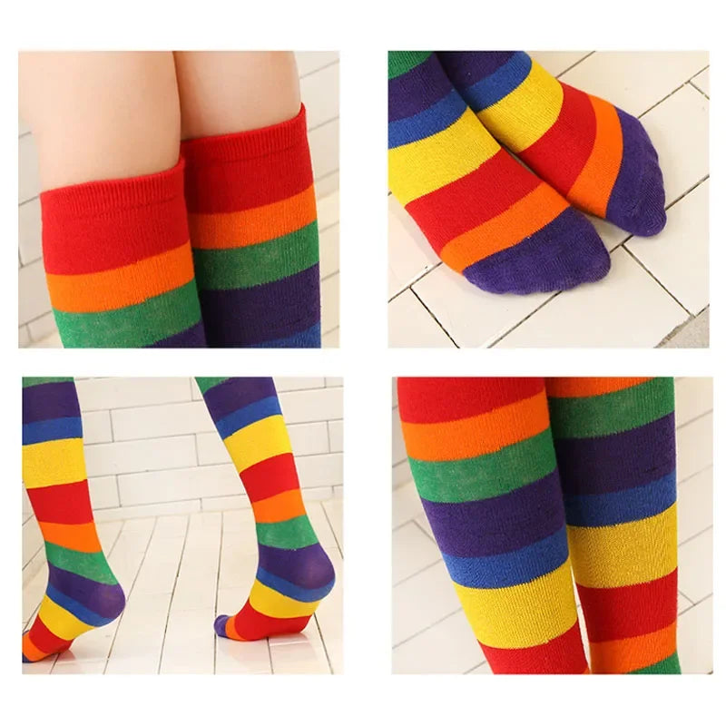 Kids Rainbow Knee High Socks