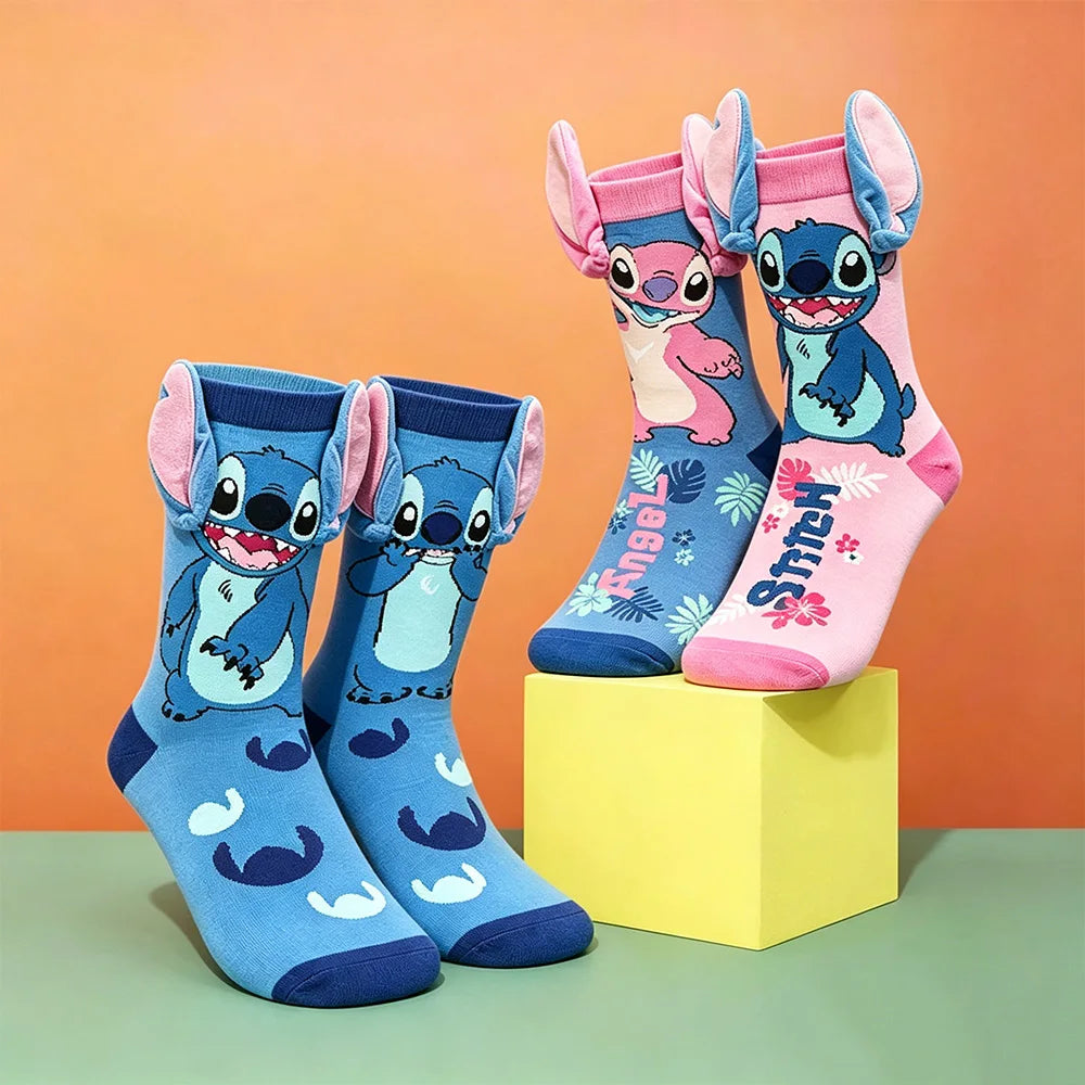Blue Alien Cartoon Crew Socks – Fun Unisex Socks