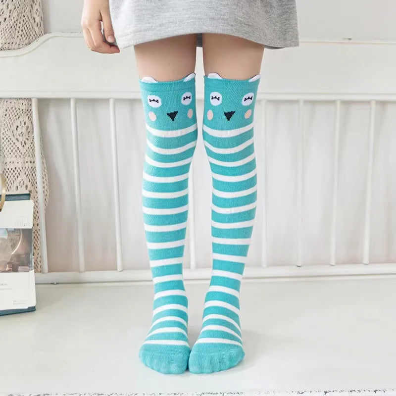 Kids Cartoon Face Knee-High Socks