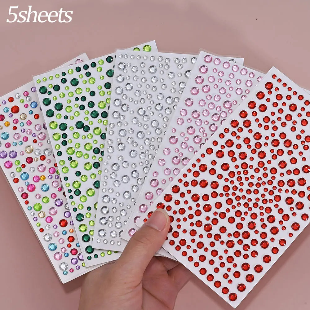 Rainbow Face Gem Stickers | Self-Adhesive Rhinestones for Festival, Party & Makeup