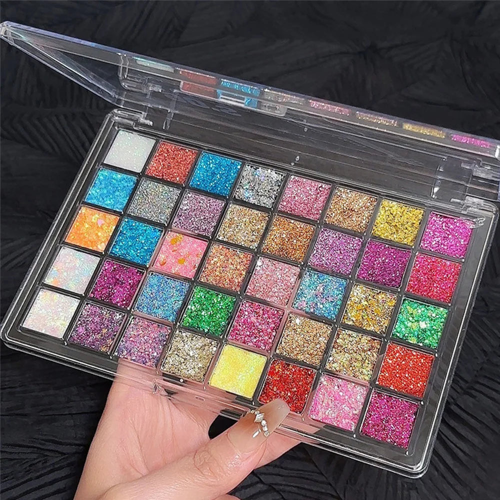 40-Color Glitter Makeup Palette | Face, Eyes, Hair & Body Glitter Gel