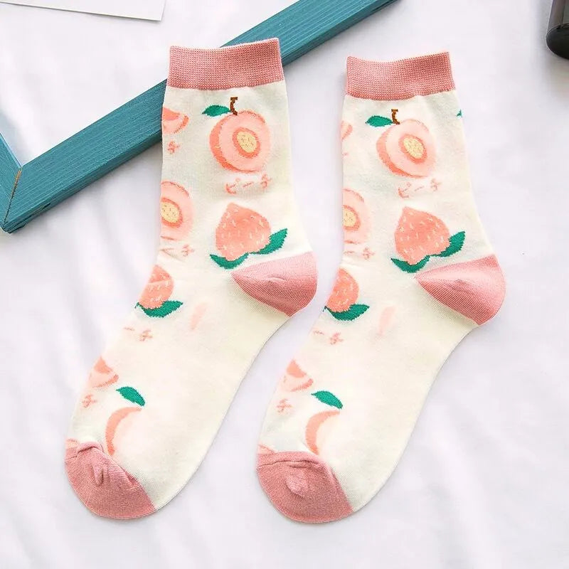 Cute Fruit Print Cotton Socks
