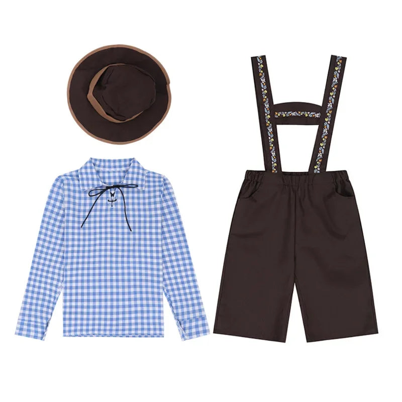 Kids Bavarian Oktoberfest Costume – Lederhosen Outfit with Hat