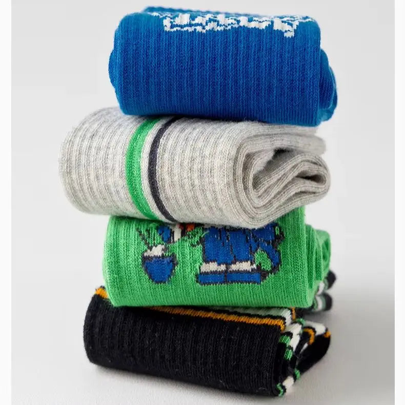 Kids Striped Knee-High Sport Socks – 4 Pairs