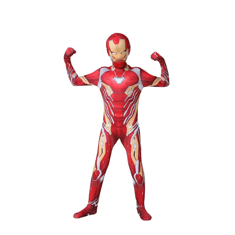 Kids Iron Man Superhero Costume – Bodysuit with Full Head Mask