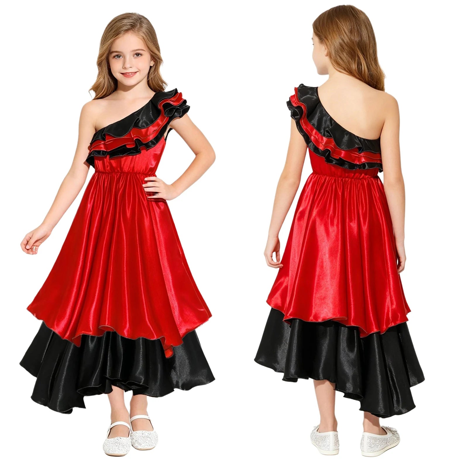 Girls Flamenco Dance Dress – Spanish Ruffle Costume