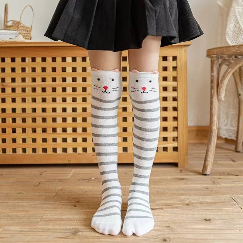 Kids Cartoon Face Knee-High Socks