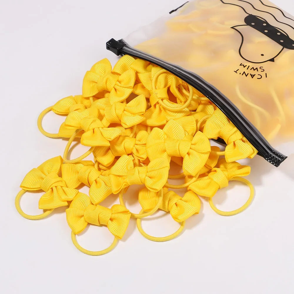 Girls' Colourful Bow Hair Ties – 10-Piece School Hair Set