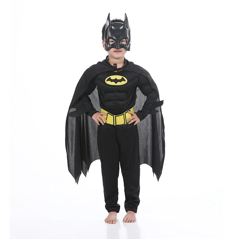 Kids Bat-Inspired Superhero Costume – Jumpsuit with Cape & Mask