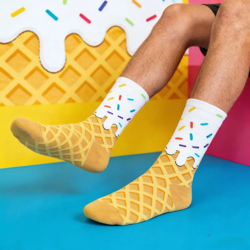 Waffle & Frosting Socks – Fun Sprinkle Crew Socks