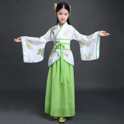 Girls Chinese hanfu Costume – Traditional Silk-Style Dance Dress