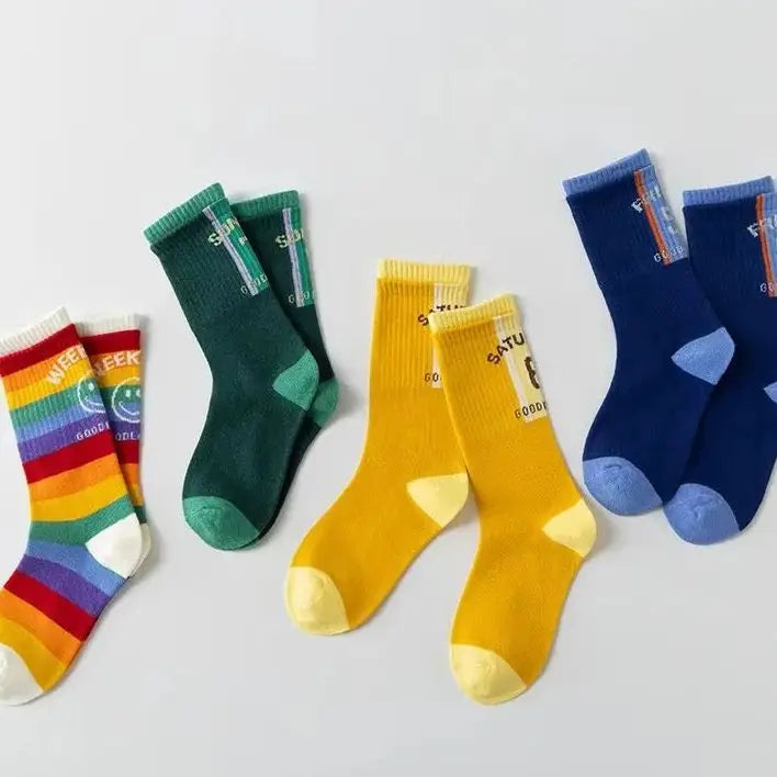 Kids Striped Knee-High Sport Socks – 4 Pairs