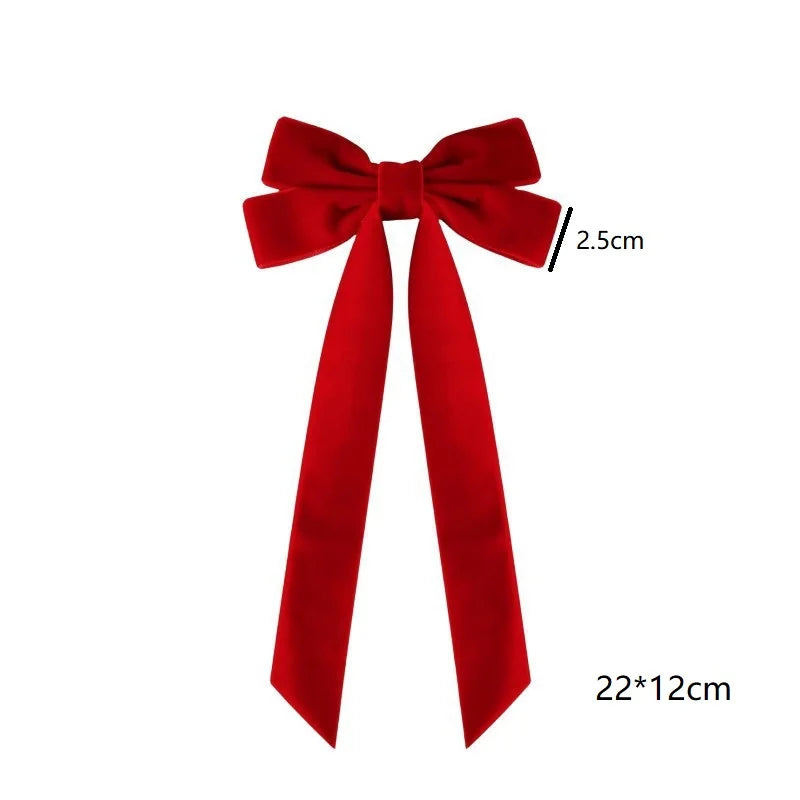 Girls' Velvet Double Bow Hair Clip – Christmas Hair Accessory