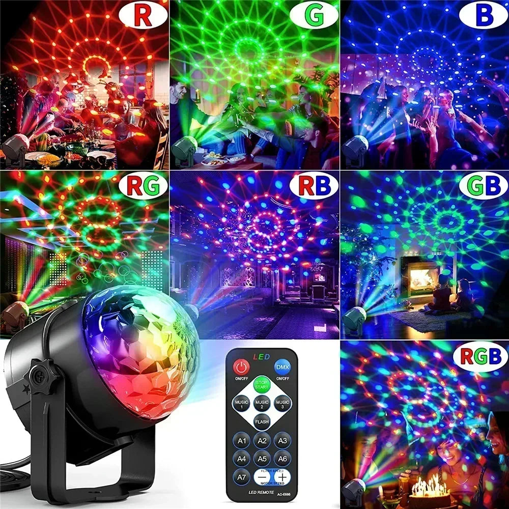 RGB Rotating Disco Ball Light – LED Party Light with Sound Control