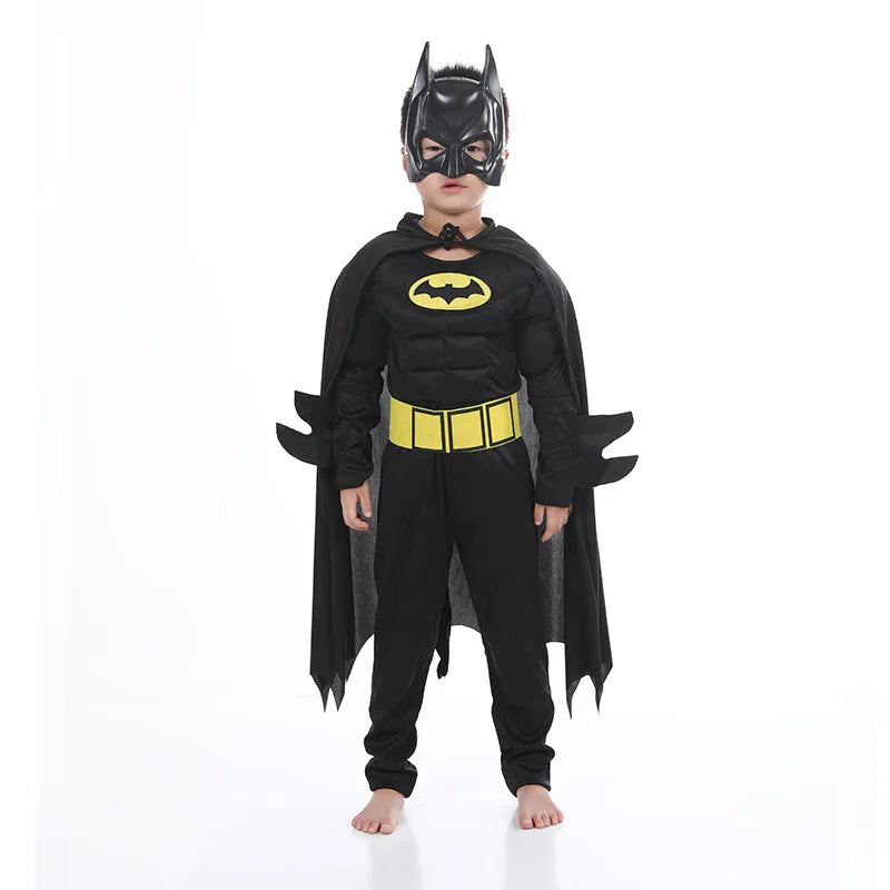 Kids Bat-Inspired Superhero Costume – Jumpsuit with Cape & Mask