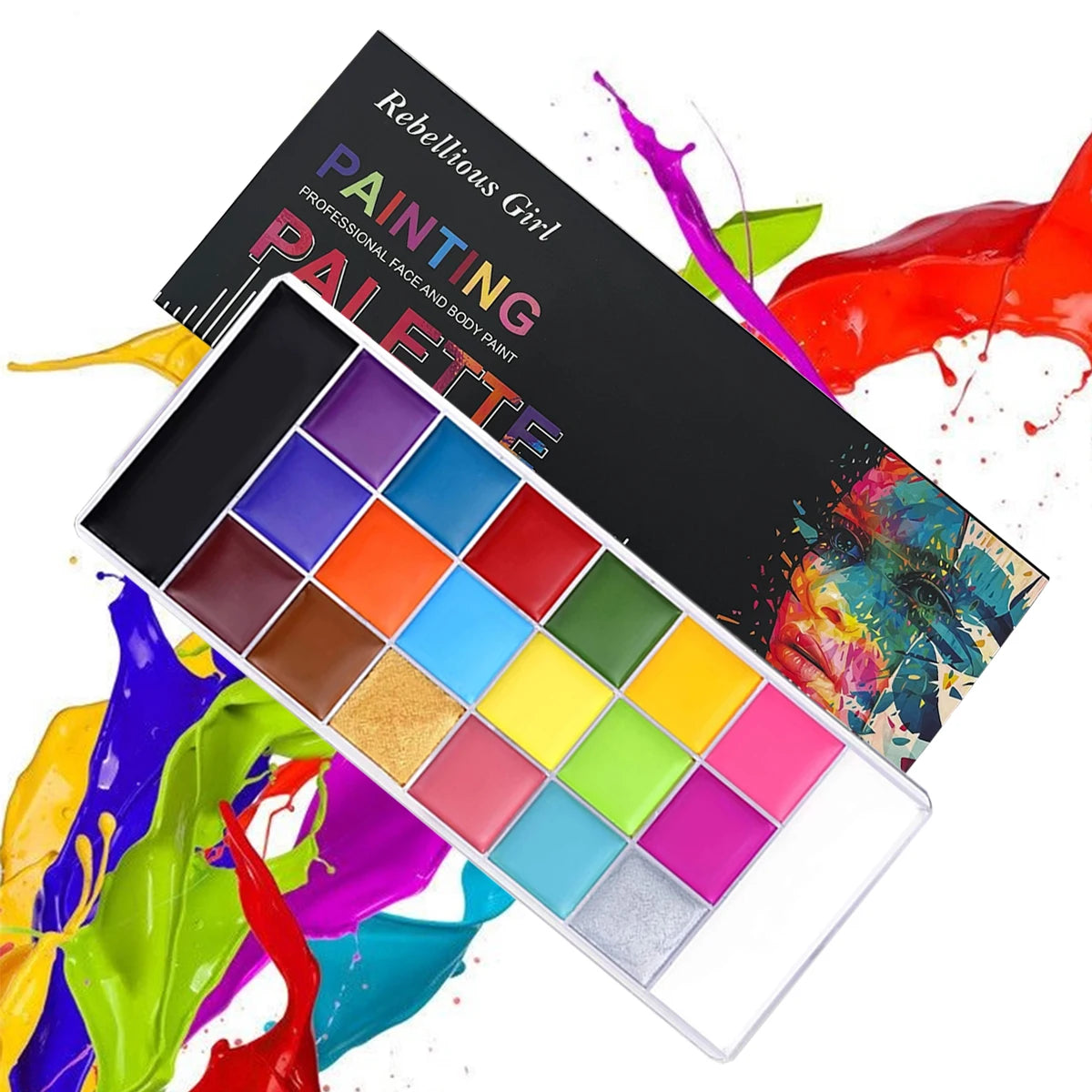 20-Colour Face & Body Paint Palette – Water-Activated Makeup