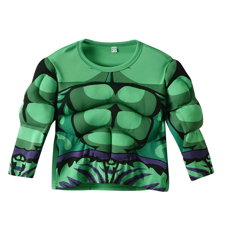 Kids Green Muscle Superhero Costume Set – Top, Pants & Mask